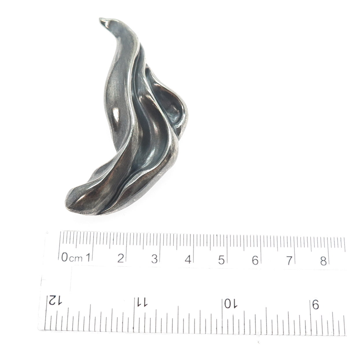 BERKELEY 925 Sterling Silver Vintage Modernist Wavy Oxidized Pin Brooch