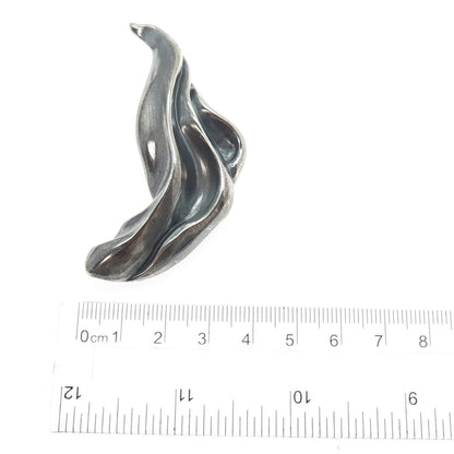 BERKELEY 925 Sterling Silver Vintage Modernist Wavy Oxidized Pin Brooch