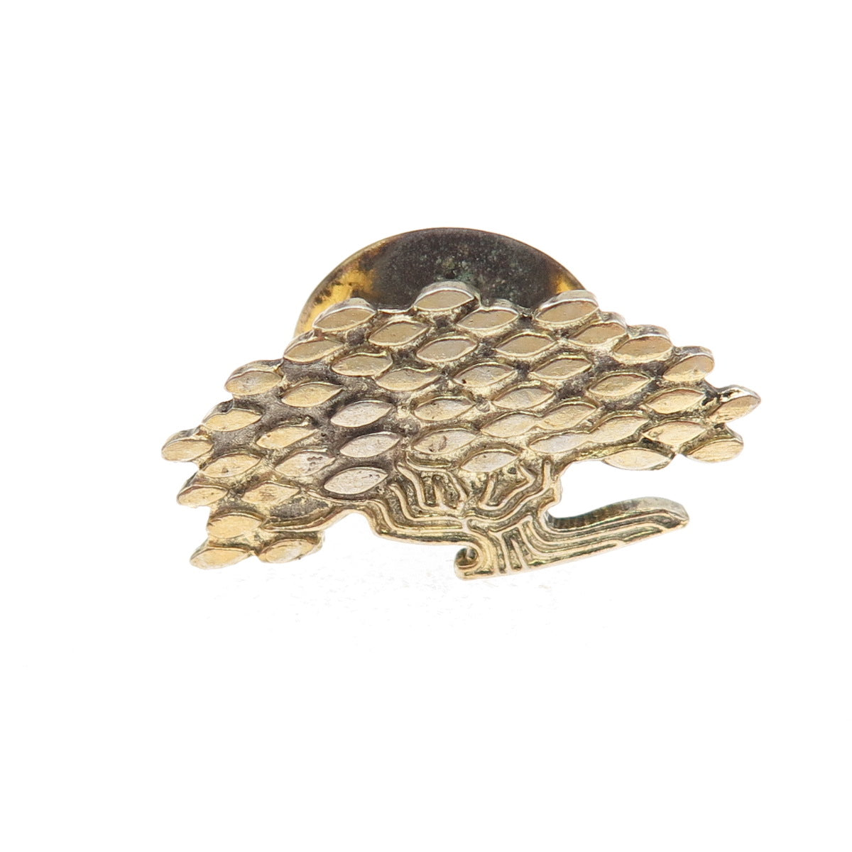 925 Sterling Silver Gold Plated Vintage Family Tree Tie Tack / Lapel Pin