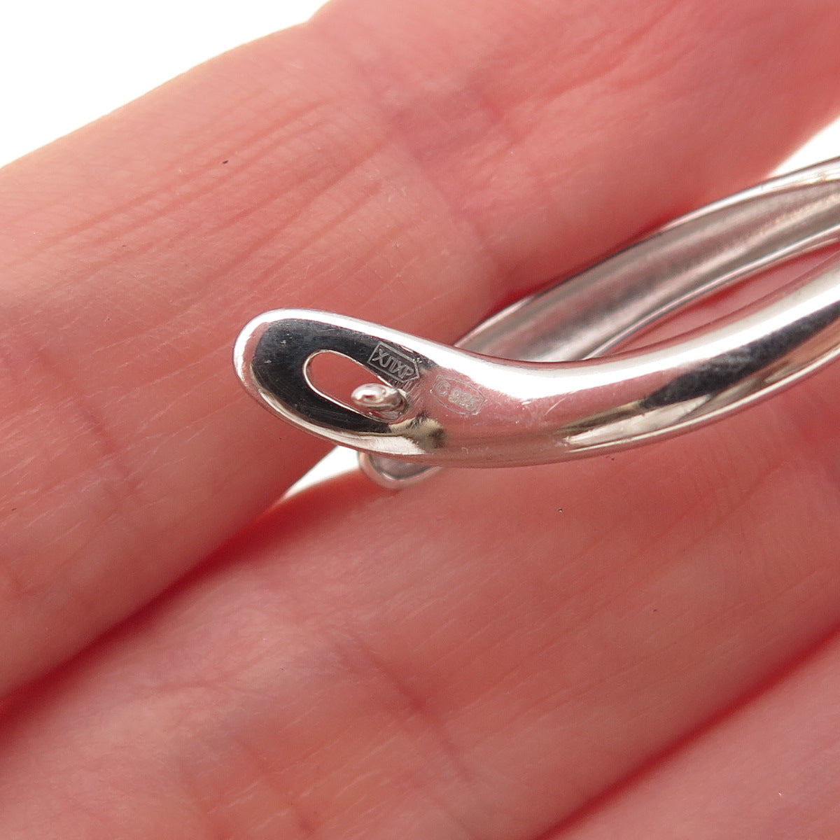925 Sterling Silver Enamel Modernist Hoop Earrings