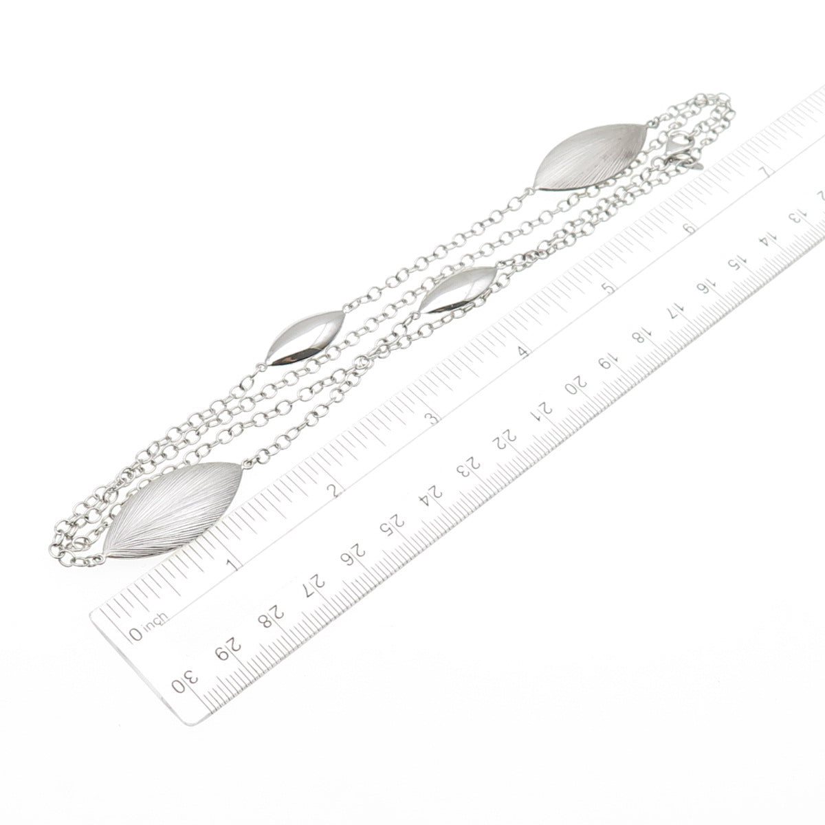 925 Sterling Silver Petal Station Cable Chain Necklace 28"