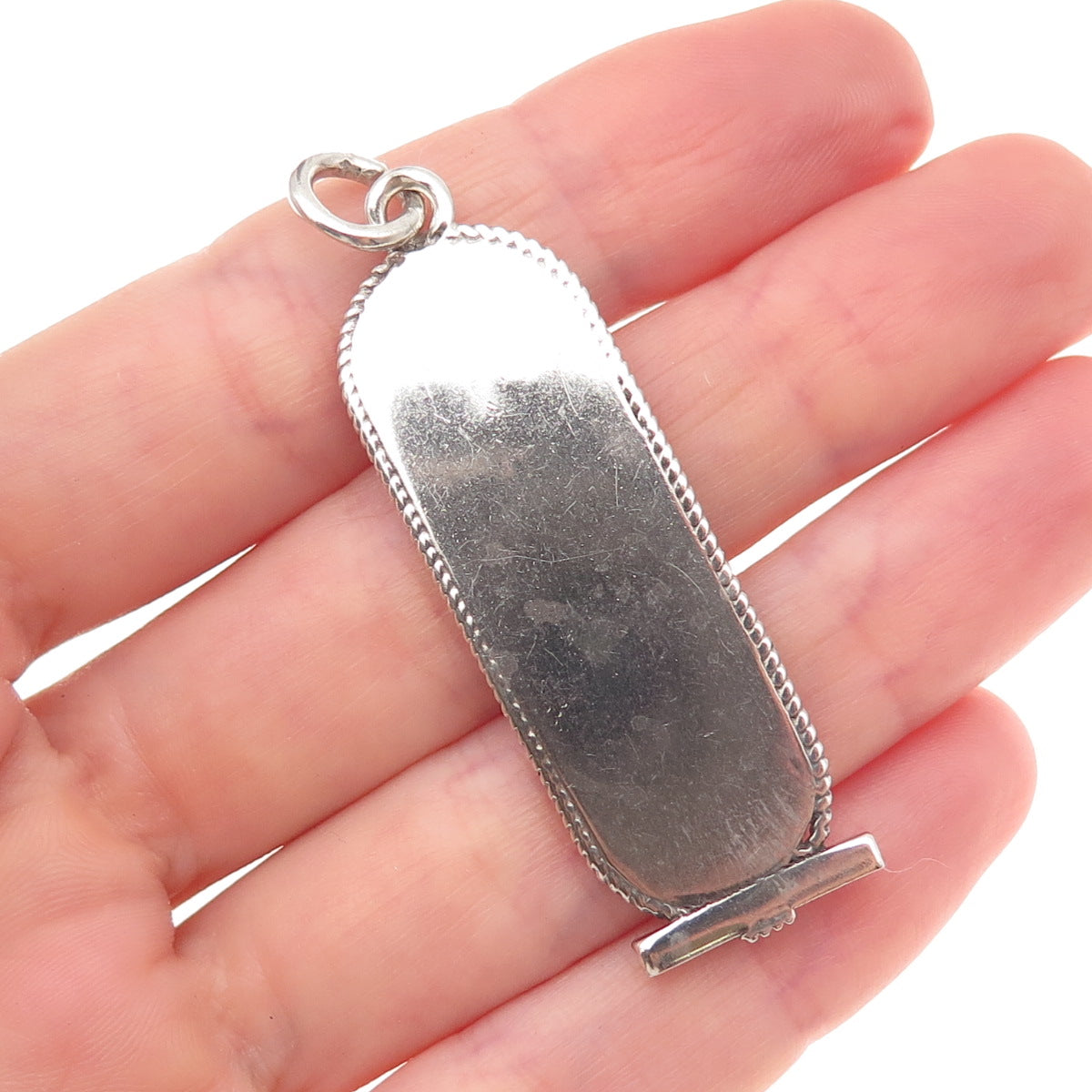 800 Silver Vintage Egyptian Cartouche Oxidized Pendant