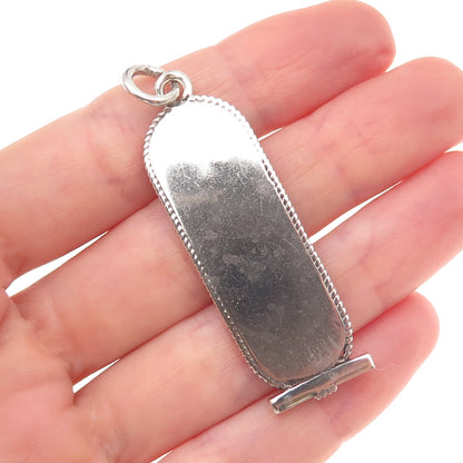 800 Silver Vintage Egyptian Cartouche Oxidized Pendant