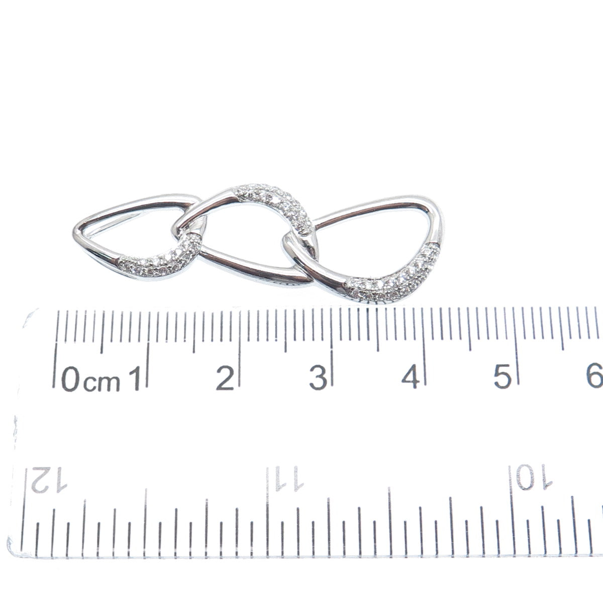 925 Sterling Silver Round-Cut C Z Teardrop Link Charm Slide Pendant