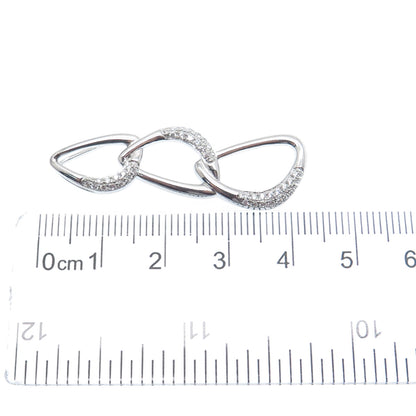 925 Sterling Silver Round-Cut C Z Teardrop Link Charm Slide Pendant