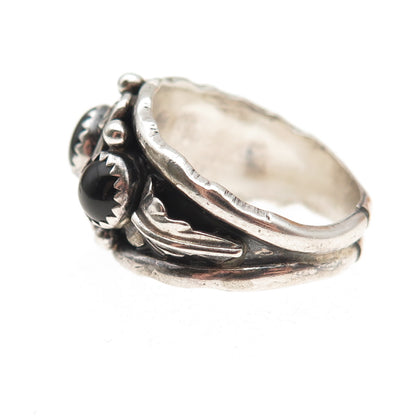 Old Pawn 925 Sterling Silver Vintage Southwestern Black Onyx Ring Size 9.75