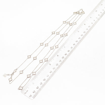 Heidi Klum 925 Sterling Silver 4-Leaf Clover Station Chain Necklace 36"