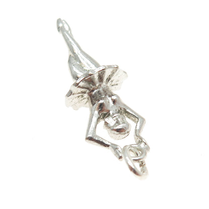 925 Sterling Silver Vintage Ballerina Dancer Girl 3D Pendant