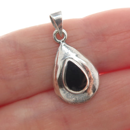 CHARLES WINSTON Sterling Silver Vintage Black Onyx Oxidized Minimalist Pendant