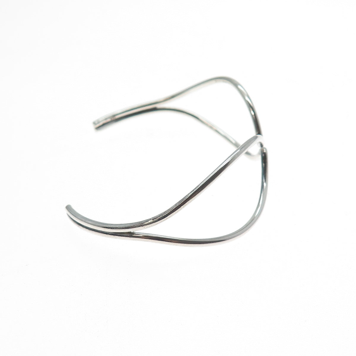 925 Sterling Silver Vintage Modernist Adjustable Cuff Bracelet 6.25"