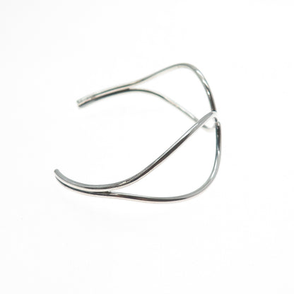 925 Sterling Silver Vintage Modernist Adjustable Cuff Bracelet 6.25"