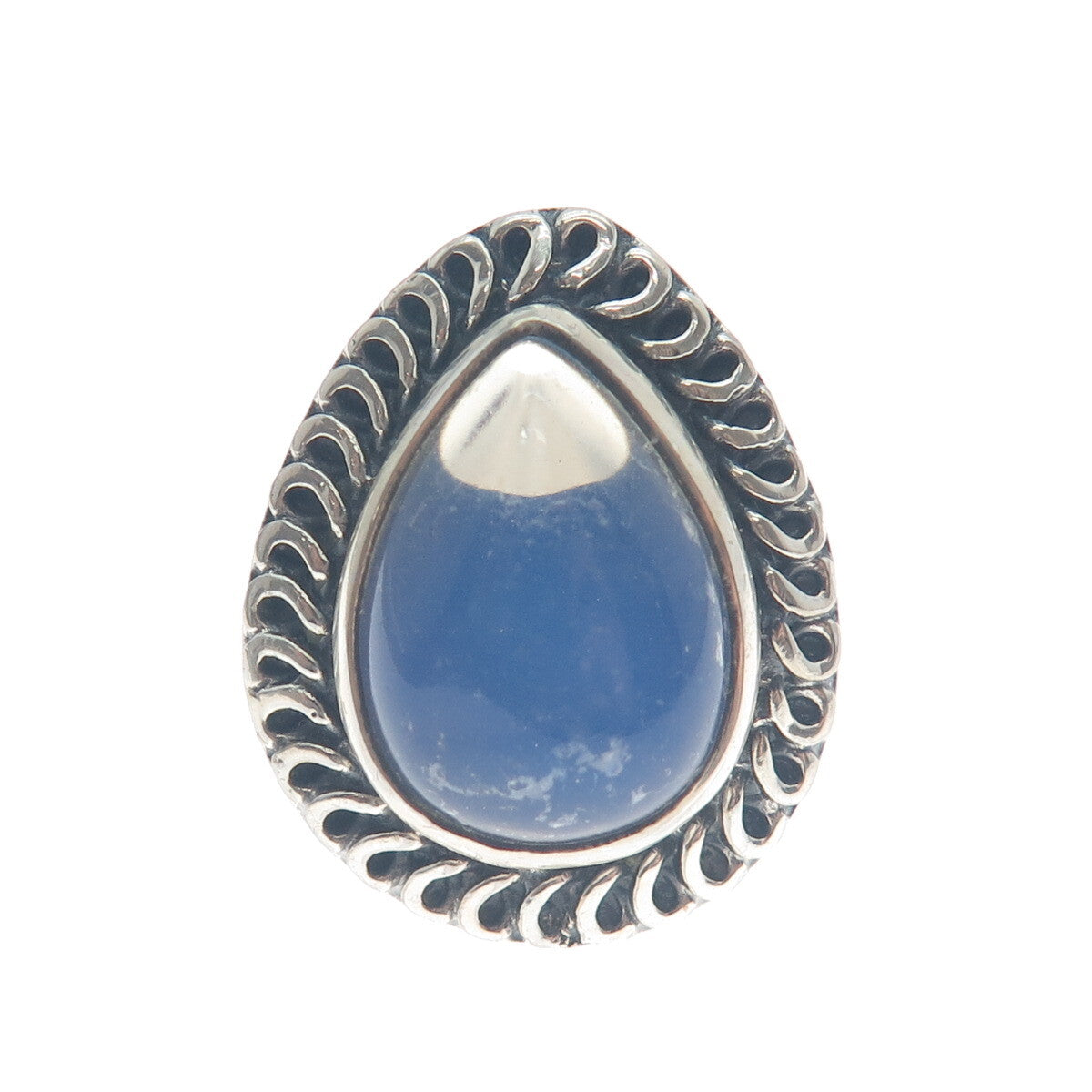 925 Sterling Silver Vintage Real Pear-Cut Moonstone Oxidized Ring Size 8.75