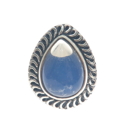 925 Sterling Silver Vintage Real Pear-Cut Moonstone Oxidized Ring Size 8.75