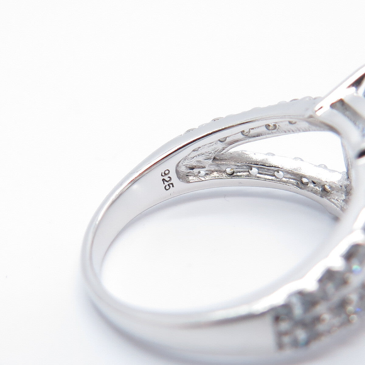 925 Sterling Silver Emerald-Cut C Z Ring Size 6.5