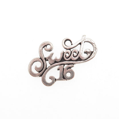 Sunwest 925 Sterling Silver Vintage Sweet 16 Oxidized Charm Pendant
