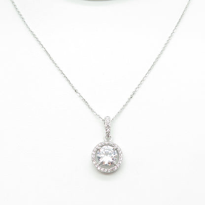 925 Sterling Silver Round-Cut C Z Circle of Life Cable Chain Necklace 16"