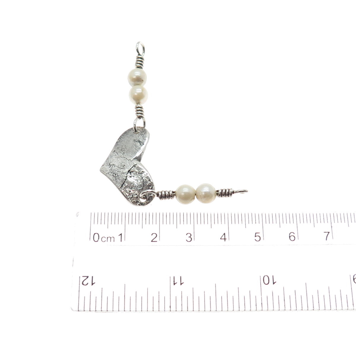 Aniello 925 Sterling Vintage Real Pearl Heart Oxidized Centerpiece Necklace Part