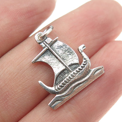 835 Silver Vintage Scandinavian Drakkar Viking Ship Charm Pendant