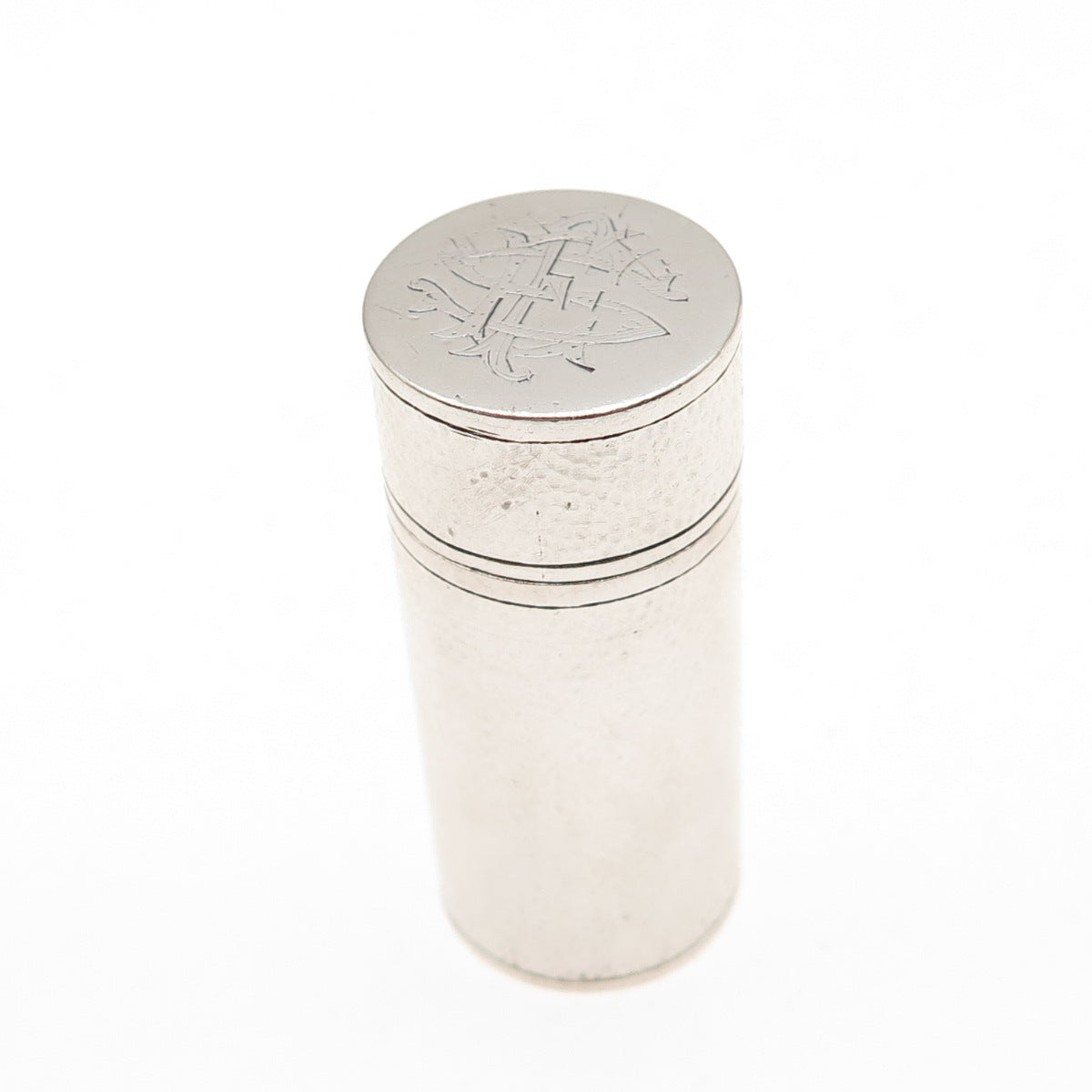 925 Sterling Silver Antique China Export Monogram Hammered Finish Needle Box