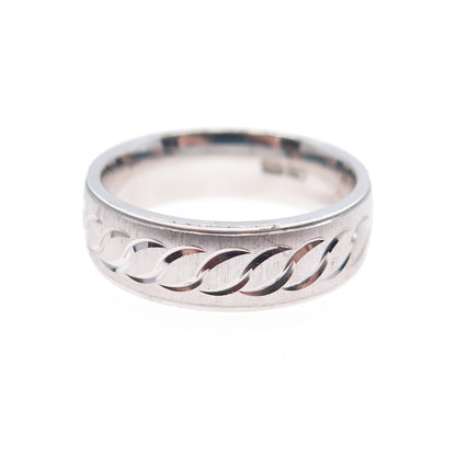 925 Sterling Silver Vintage Engraved Link Band Ring Size 6.25