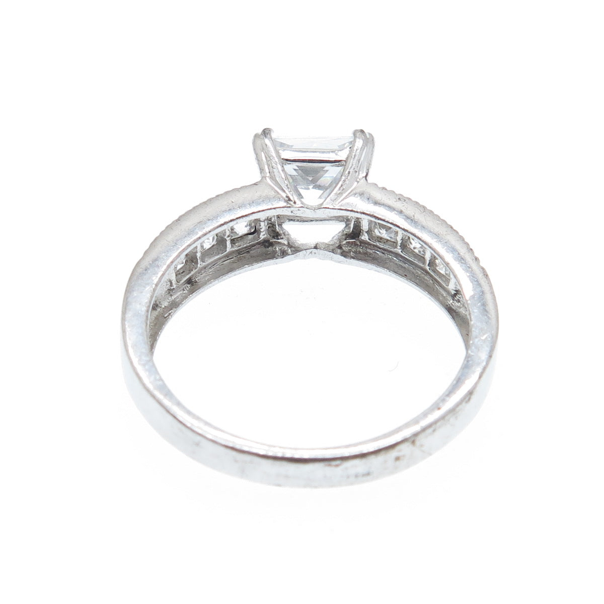 925 Sterling Silver Princess-Cut C Z Engagement Ring Size 9.5