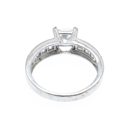 925 Sterling Silver Princess-Cut C Z Engagement Ring Size 9.5