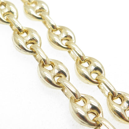 925 Sterling Silver Gold Plated Anchor Mariner Chain Necklace 20"