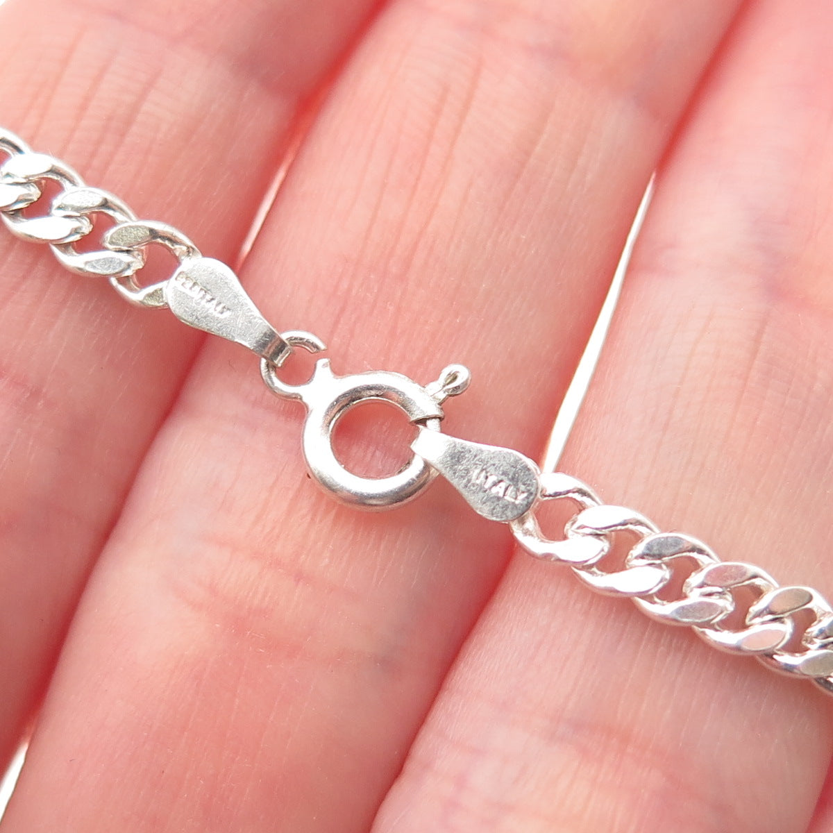 925 Sterling Silver Italy Cuban Link Bracelet 8"