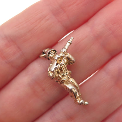 Crest Craft 925 Sterling Silver Gold Pated Vintage Soldier 3D Charm Pendant