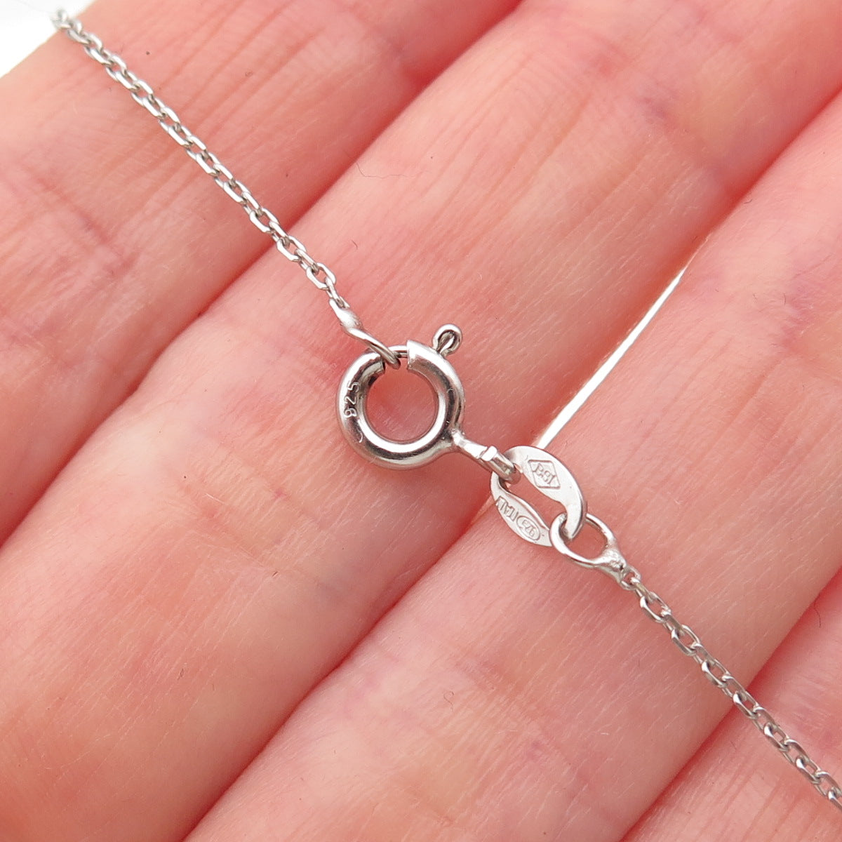 925 Sterling Silver Italy Round-Cut C Z Puffy Heart Cable Chain Necklace 16"