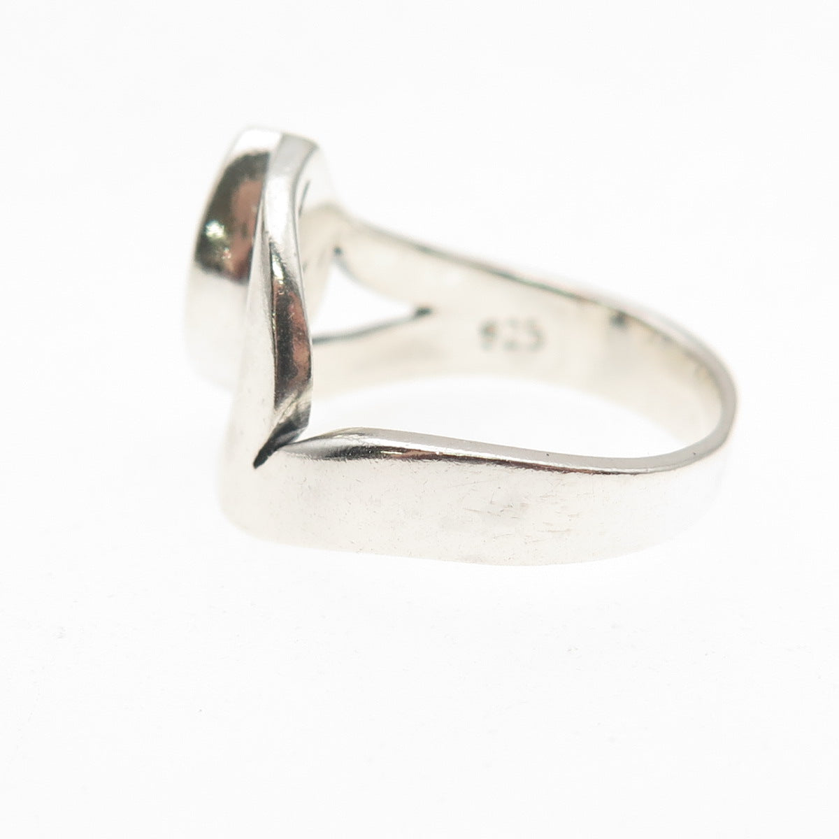 925 Sterling Silver Vintage Real Carnelian Modernist Ring Size 4.5