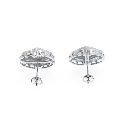 925 Sterling Silver Round-Cut C Z Sparkle Cross Stud Earrings