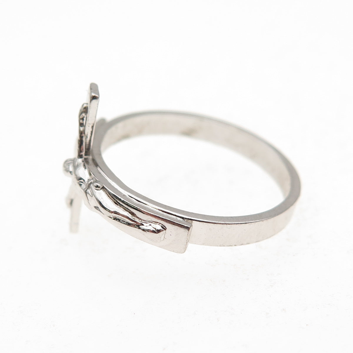 Vargas 925 Sterling Silver Antique Art Deco Crucifix Cross Ring Size 7