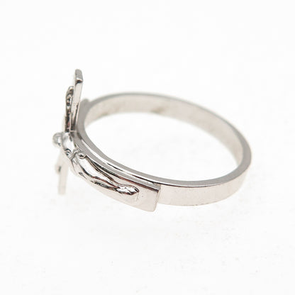 Vargas 925 Sterling Silver Antique Art Deco Crucifix Cross Ring Size 7