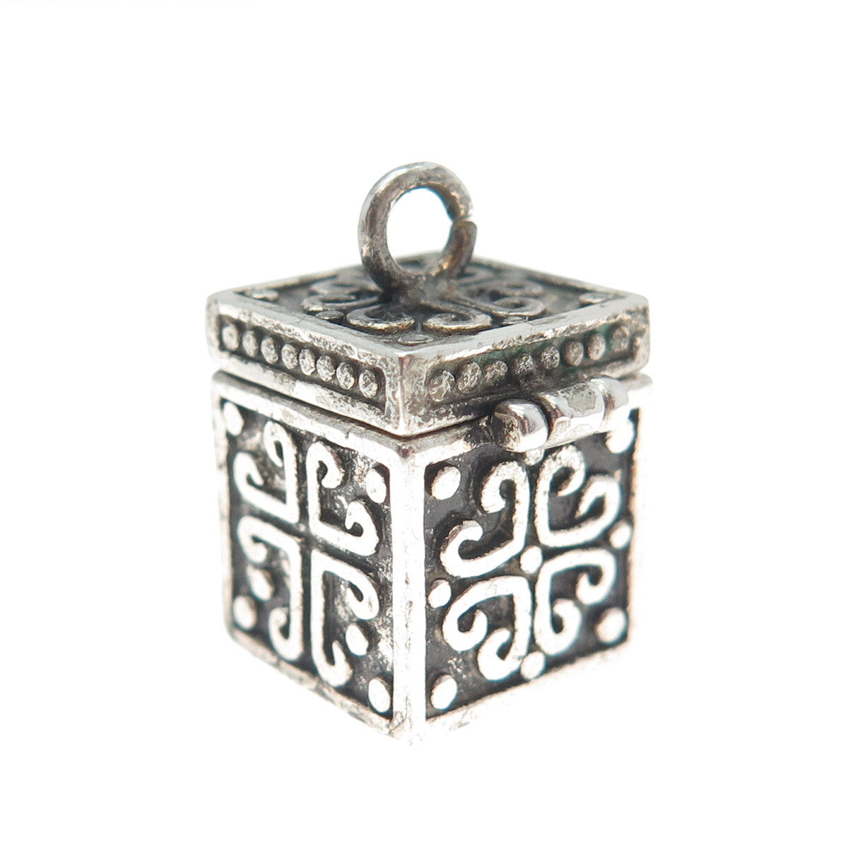 AVON 925 Sterling Silver Vintage Oxidized Minimalist Pill Box Charm Pendant