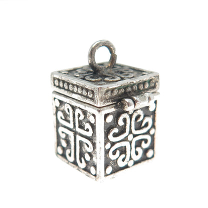 AVON 925 Sterling Silver Vintage Oxidized Minimalist Pill Box Charm Pendant