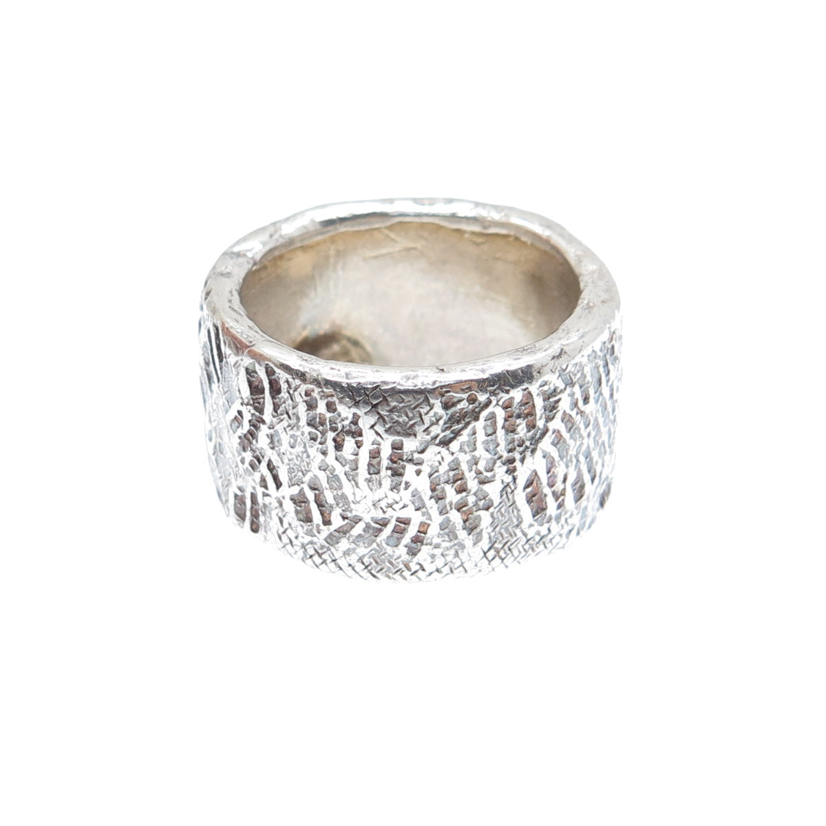 BRIM BITER 925 Sterling Silver Vintage Modernist Oxidized Band Ring Size 6