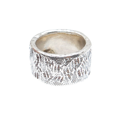 BRIM BITER 925 Sterling Silver Vintage Modernist Oxidized Band Ring Size 6