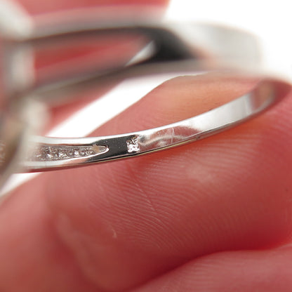 925 Sterling Silver Real Round-Cut Diamond Cross Ring Size 7