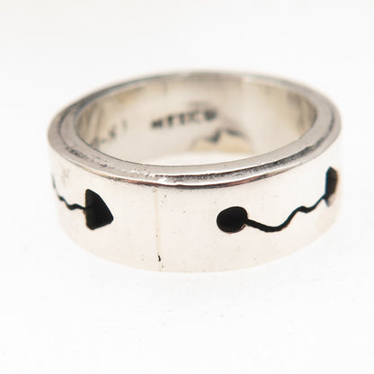 925 Sterling Silver Vintage Mexico Arrow Oxidized Band Ring Size 7.5