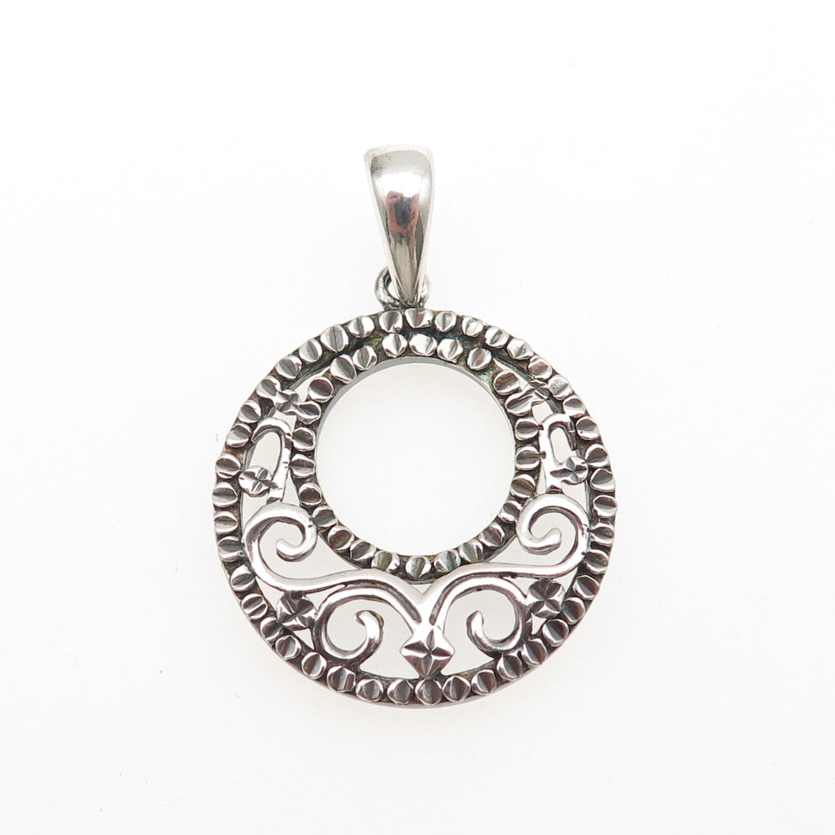 JCM Jacmel Mauritius 925 Sterling Silver Vintage Crescent Circle Charm Pendant