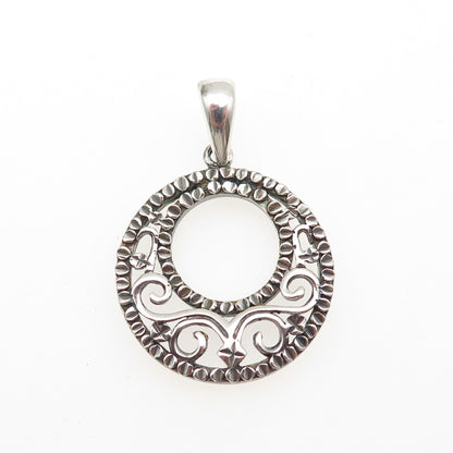JCM Jacmel Mauritius 925 Sterling Silver Vintage Crescent Circle Charm Pendant
