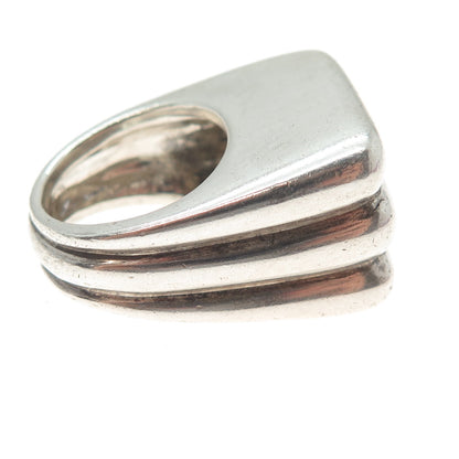 925 Sterling Silver Vintage Modernist Ribbed Dome Ring Size 6.5
