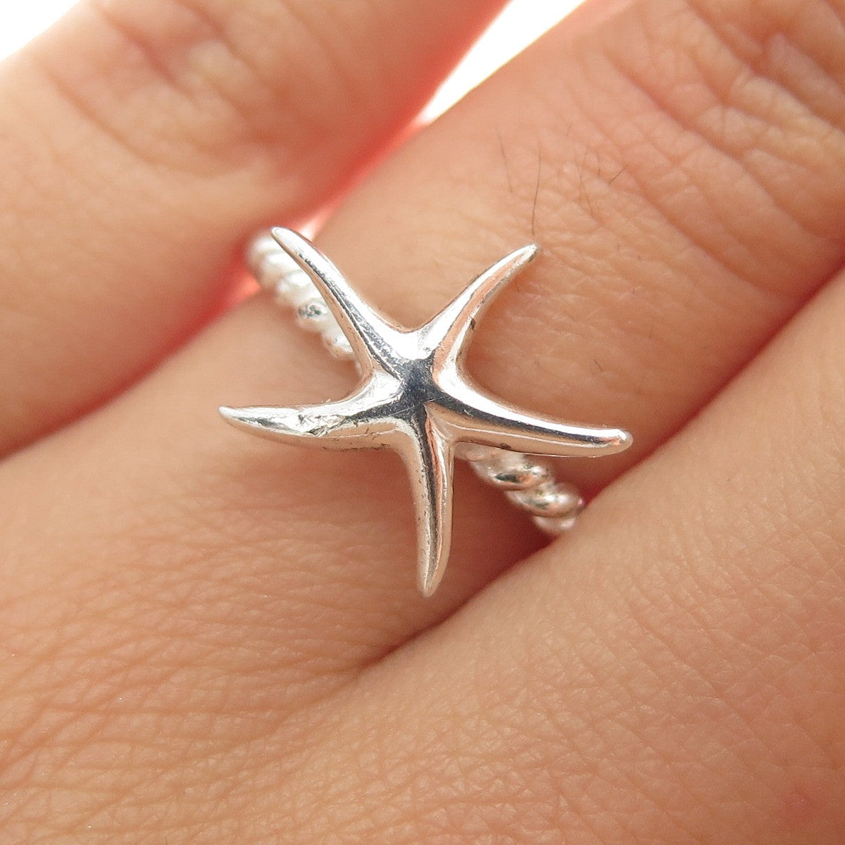 925 Sterling Silver Vintage Starfish Ring Size 5.5