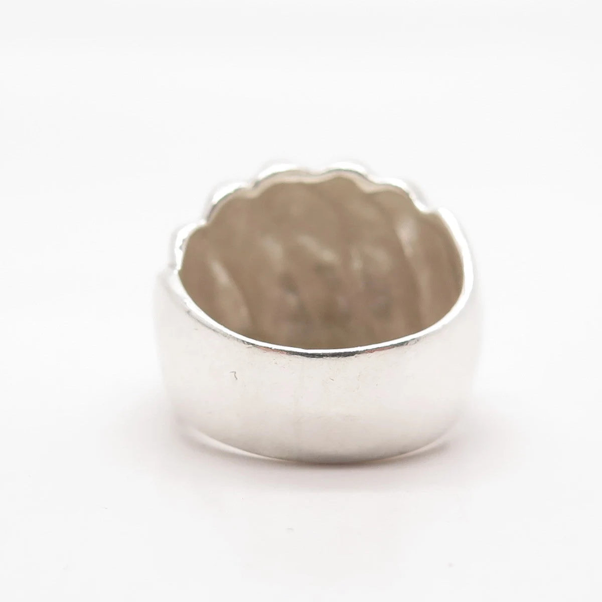 925 Sterling Silver Vintage Ribbed Wide Ring Size 6