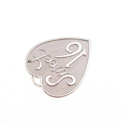 Beau 925 Sterling Silver Vintage Sweet 16 Heart Charm Pendant