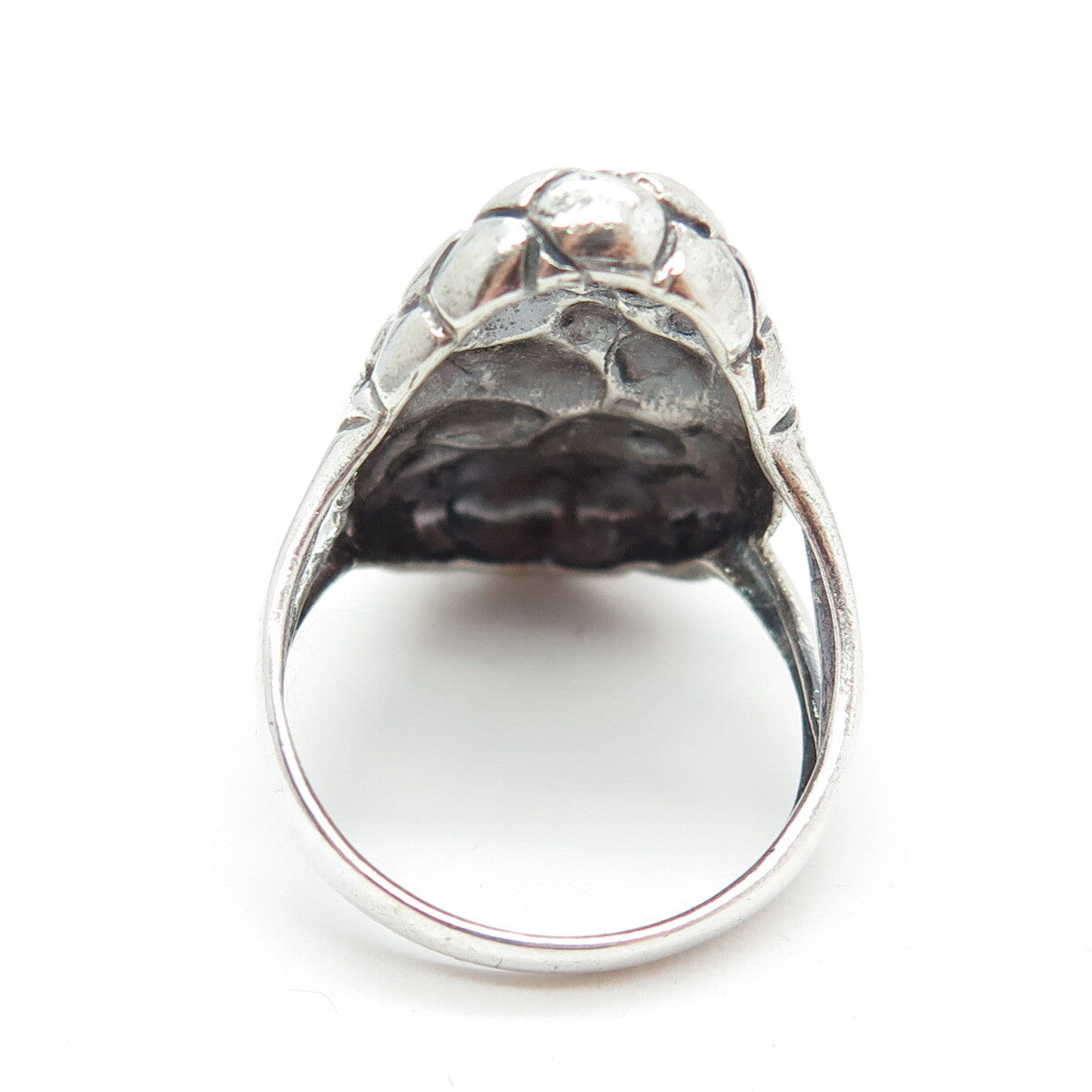 925 Sterling Silver Vintage Pebble Statement Ring Size 8.75