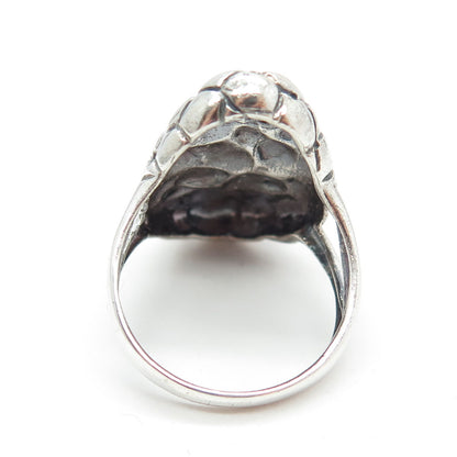 925 Sterling Silver Vintage Pebble Statement Ring Size 8.75