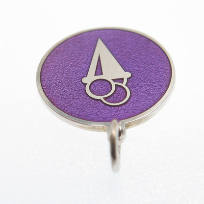 925 Sterling Silver Purple Enamel Ice Cream Round Tag Minimalist Charm Pendant