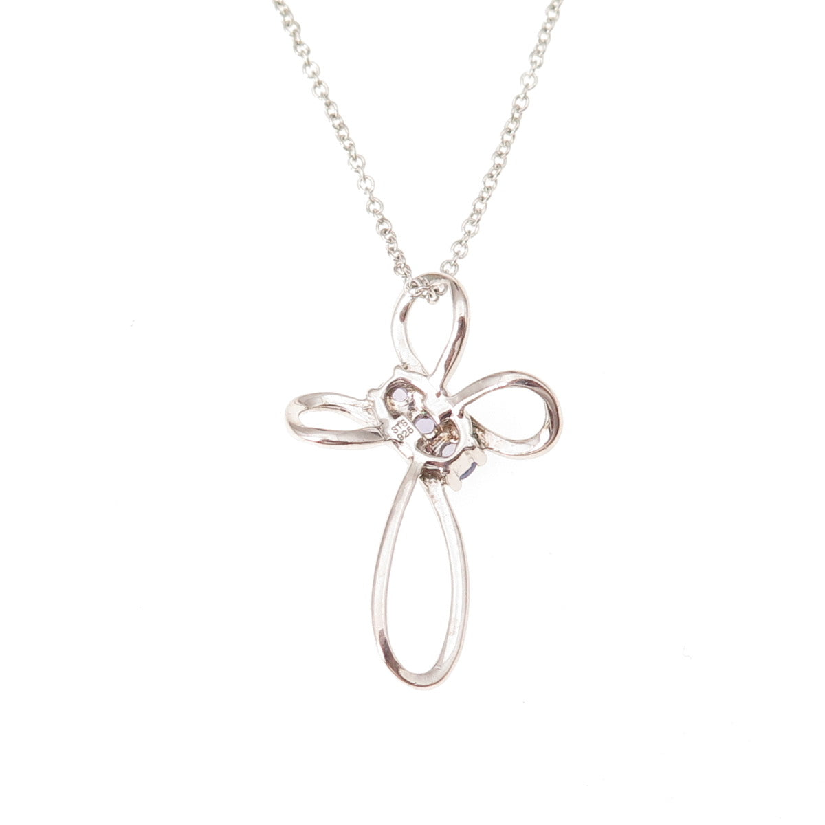 Chuck Clemency 925 Sterling Silver Real Tanzanite Cross Cable Chain Necklace 20"